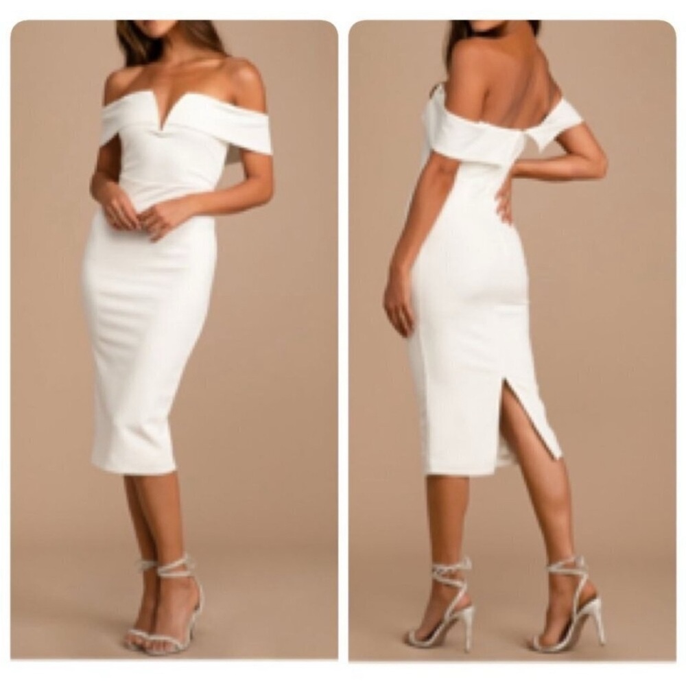Lulu's White Off-Shoulder Midi Dress